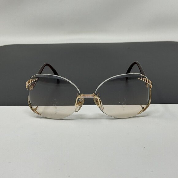 Christian Dior 2289 Rimless Eyeglasses Vintage C. 48 Gold & Burgundy 70s - Picture 1 of 12